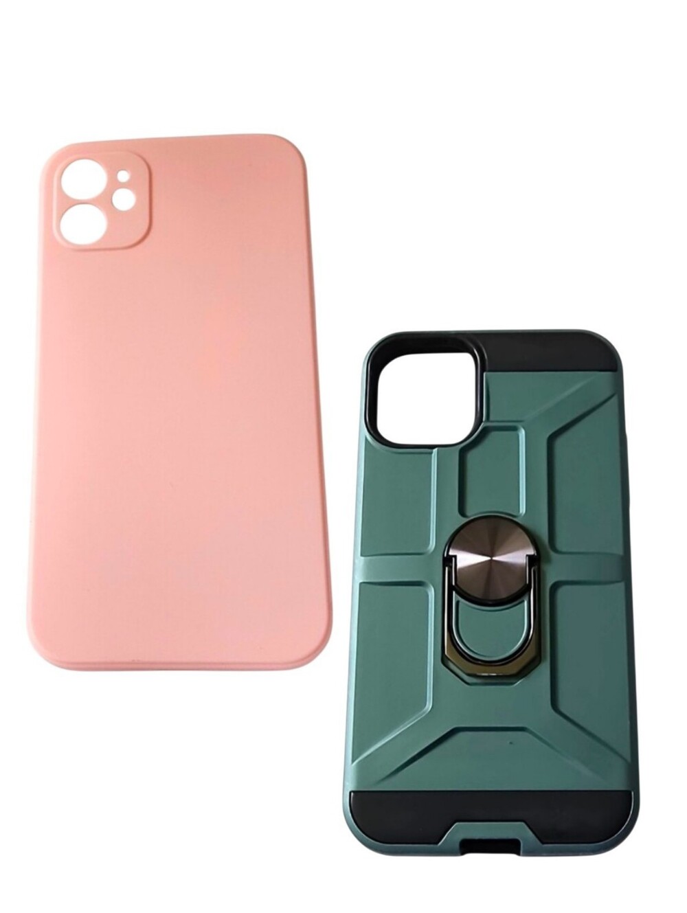 2pc Pastel Pink Silicone & Sage Green Defender Cases For iPhone 11